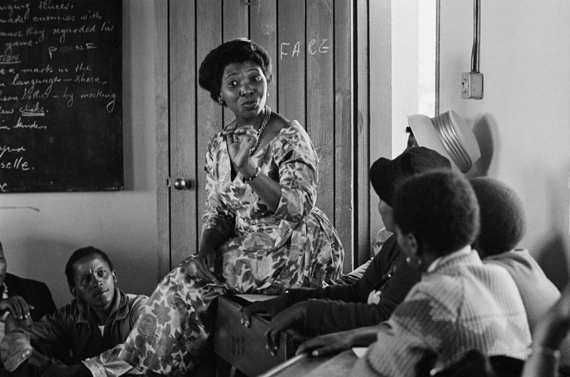 Ernest Cole - South Africa, 1960s. Edith Mkhele leads group discussion at African extension of white YWCA. She was first African woman to get degree at white South African college. From the chapter „The African Middle Class“ © Ernest Cole / Magnum Photos