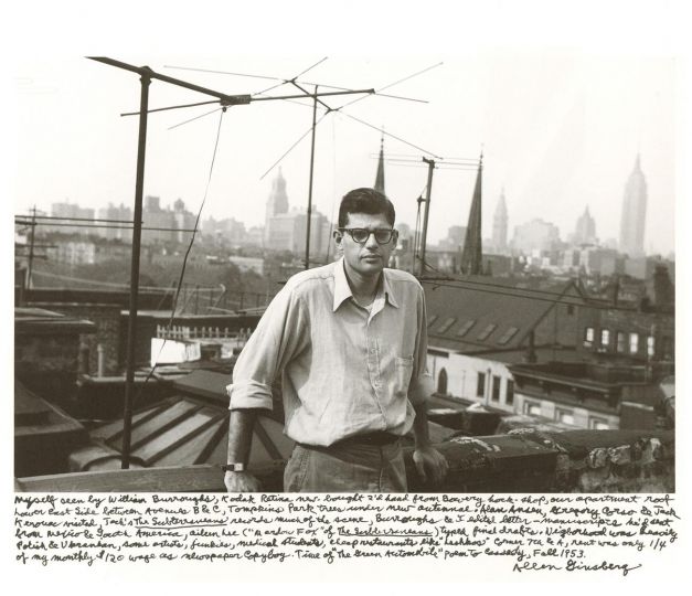 Allen Ginsberg Snapped by W. S. Burroughs, 206 East 7th Street Rooftop, Fall 1953 © Allen Ginsberg, courtesy of Fahey/Klein Gallery, Los Angeles