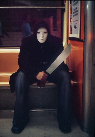 Swordsman © Seymour Licht - Halloween Underground - New York Subway Portraits