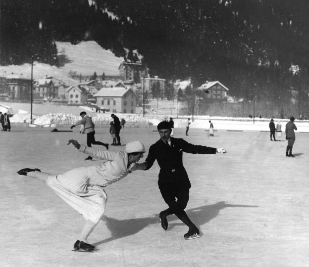 Georges Tairraz I, patineurs à Chamonix, vers 1910-1915 © Coll. Tairraz