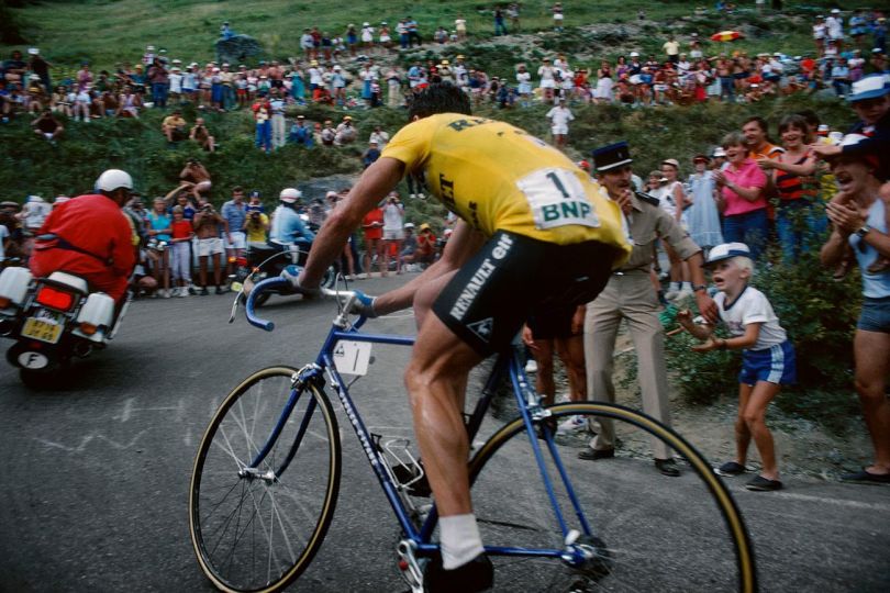 Hinault didn't win a mountain stage in 1982, but he lost very little time to his adversaries and climbed with the very best climbers, on stage 16 at Alpe d’Huez he finished 5th, Tour de France 1982. © Harry Gruyaert/Magnum Photos