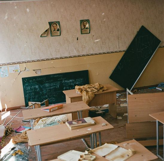 The result of shelling at a school in Chernihiv. July, 2022. © Byron Smith - From the book Testament ’22 - Courtesy Verlag Kettler