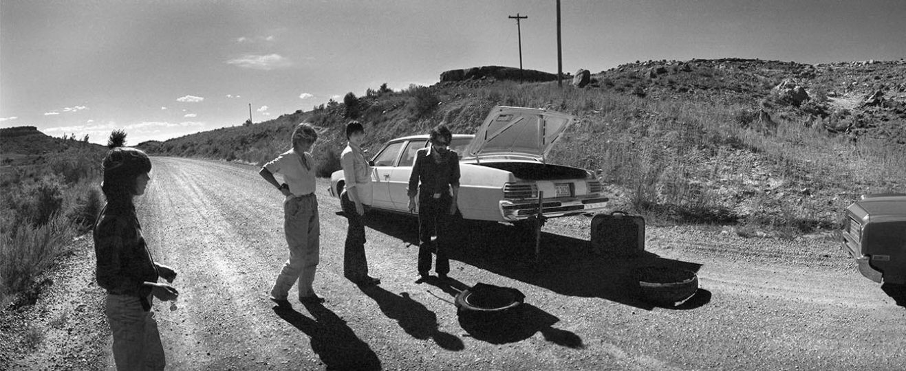 When Martin Scorsese had a flat tire II, 1977 - Gelatin silver print, Image: 20 x 48 inches © Wim Wenders/ Wenders Images and Howard Greenberg Gallery
