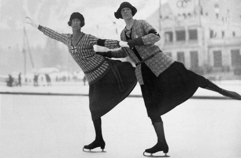 Giochi Olimpici Invernali di Chamonix 1924. Pattinaggio di figura femminile. singolo, Ethel Muckelt (GB) e Kathleen Shaw, (GB) © 1924 / International Olympic Committee (IOC) / United Archives. VETTE. Storie di sport e montagne exhibition